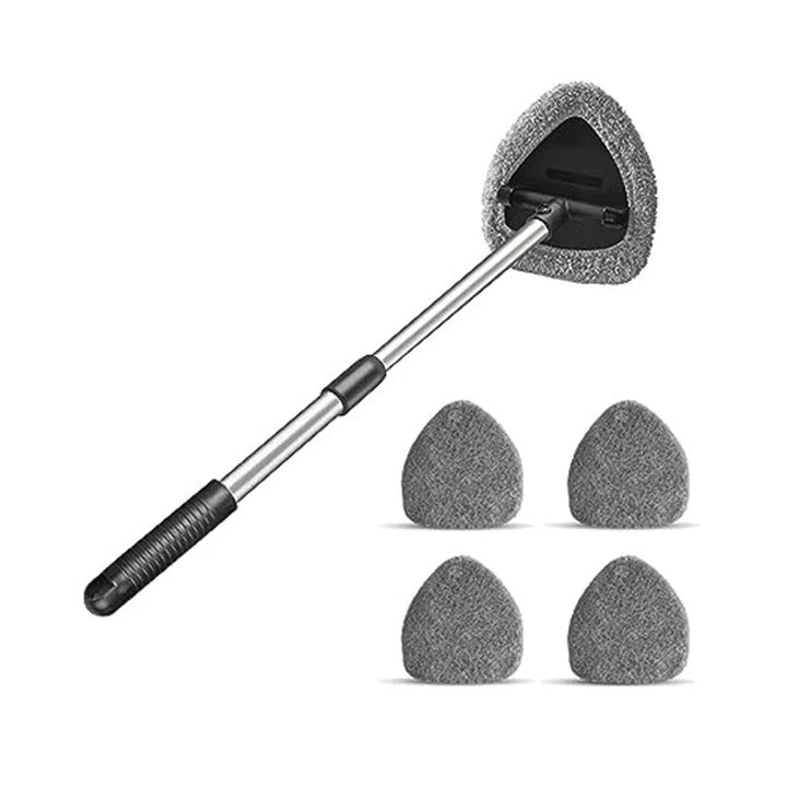 Extendable Windshield Cleaning Tool with Microfiber Cloths, 34-54 cm