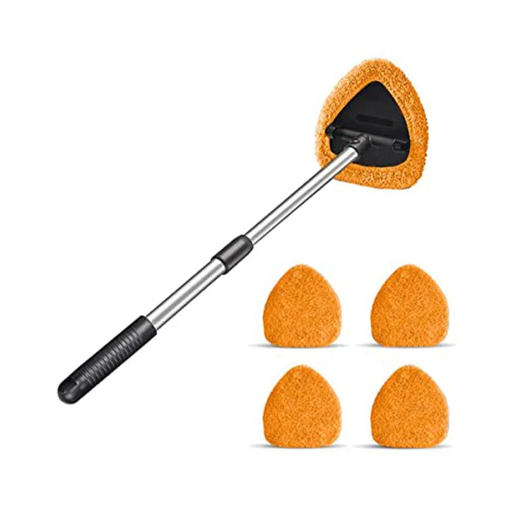 Extendable Windshield Cleaning Tool with Microfiber Cloths, 34-54 cm
