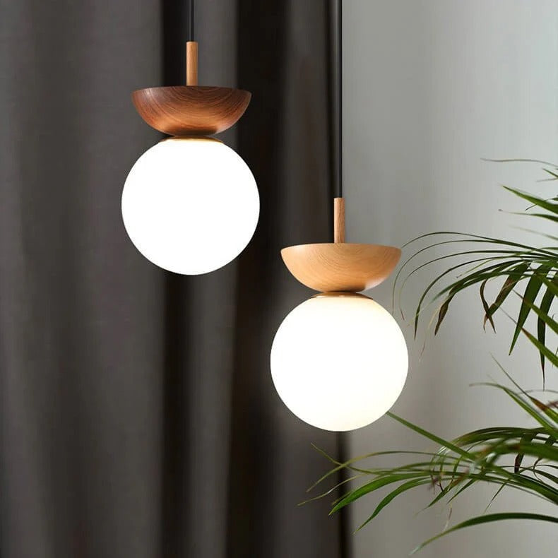 Flush Mount Ceiling Light | Wood & Glass 2-in-1