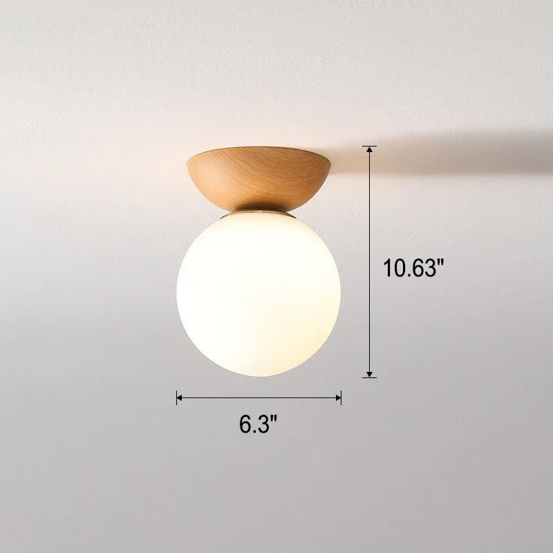 Flush Mount Ceiling Light | Wood & Glass 2-in-1