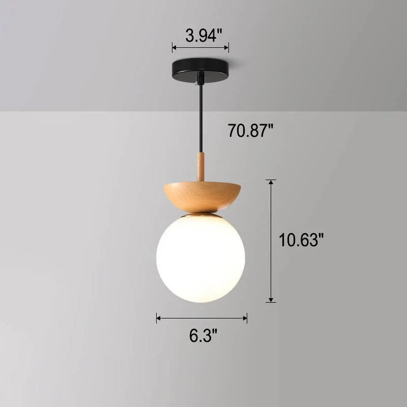 Flush Mount Ceiling Light | Wood & Glass 2-in-1