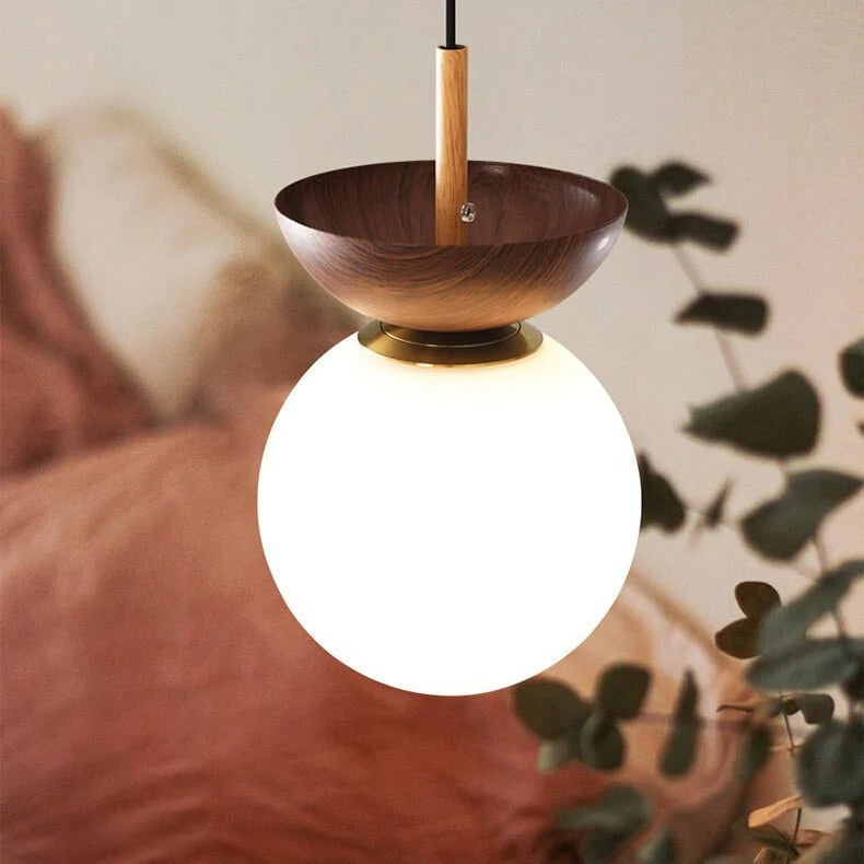 Flush Mount Ceiling Light | Wood & Glass 2-in-1