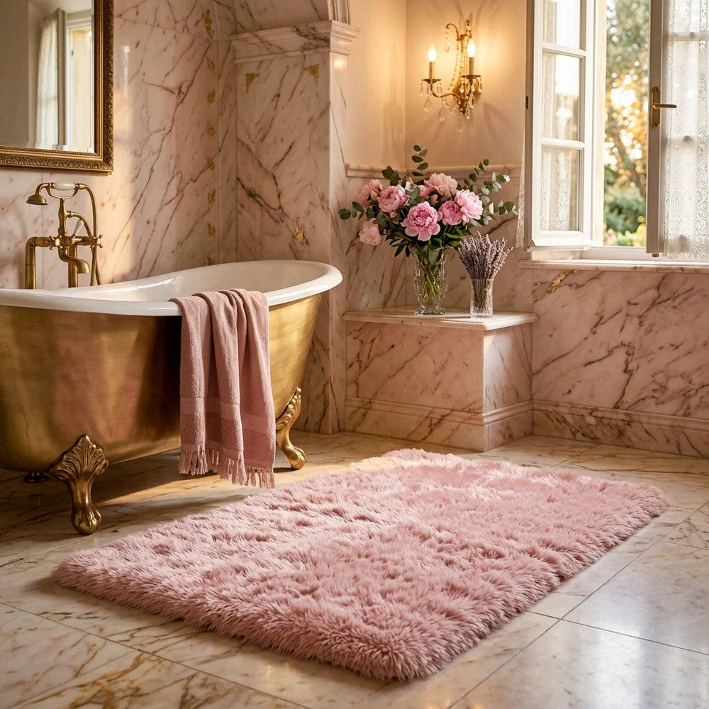 Ultra Soft Plush Microfiber Non Slip Shaggy Bath Rug for Bathroom