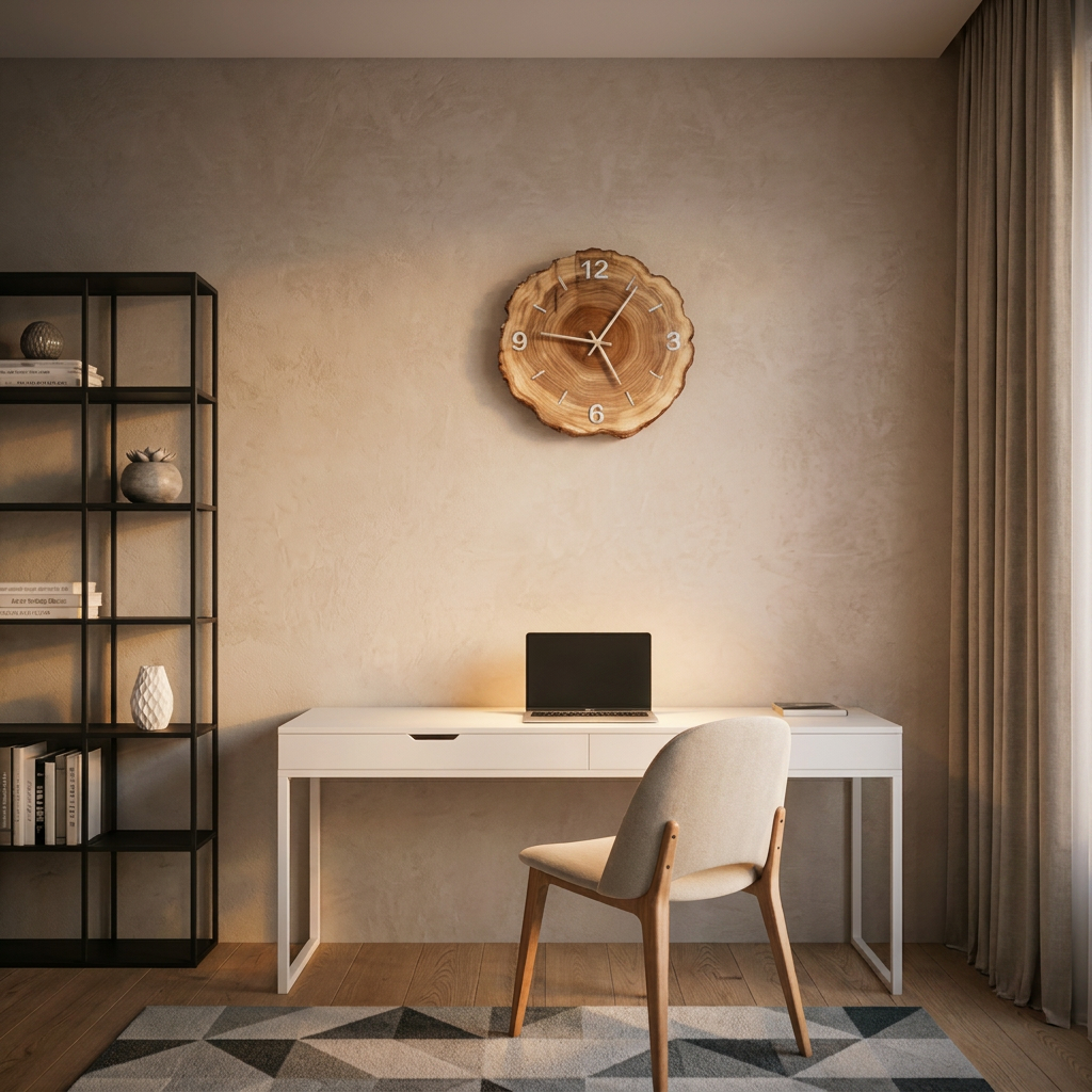 Silent Wooden Wall Clock – Natural Look Design