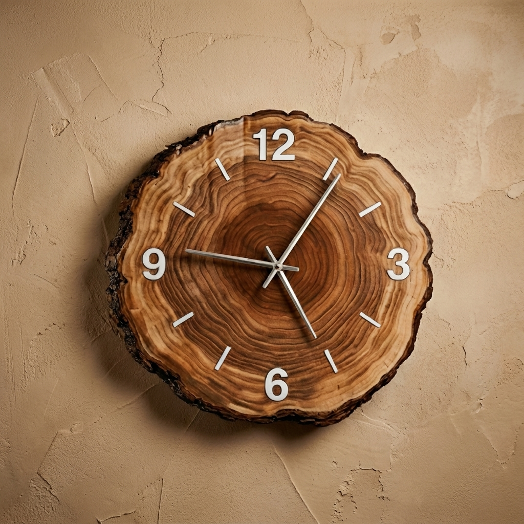 Silent Wooden Wall Clock – Natural Look Design