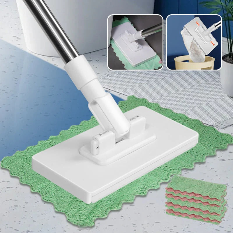 Clip-Attachment Dust Mop with 4 Cloths