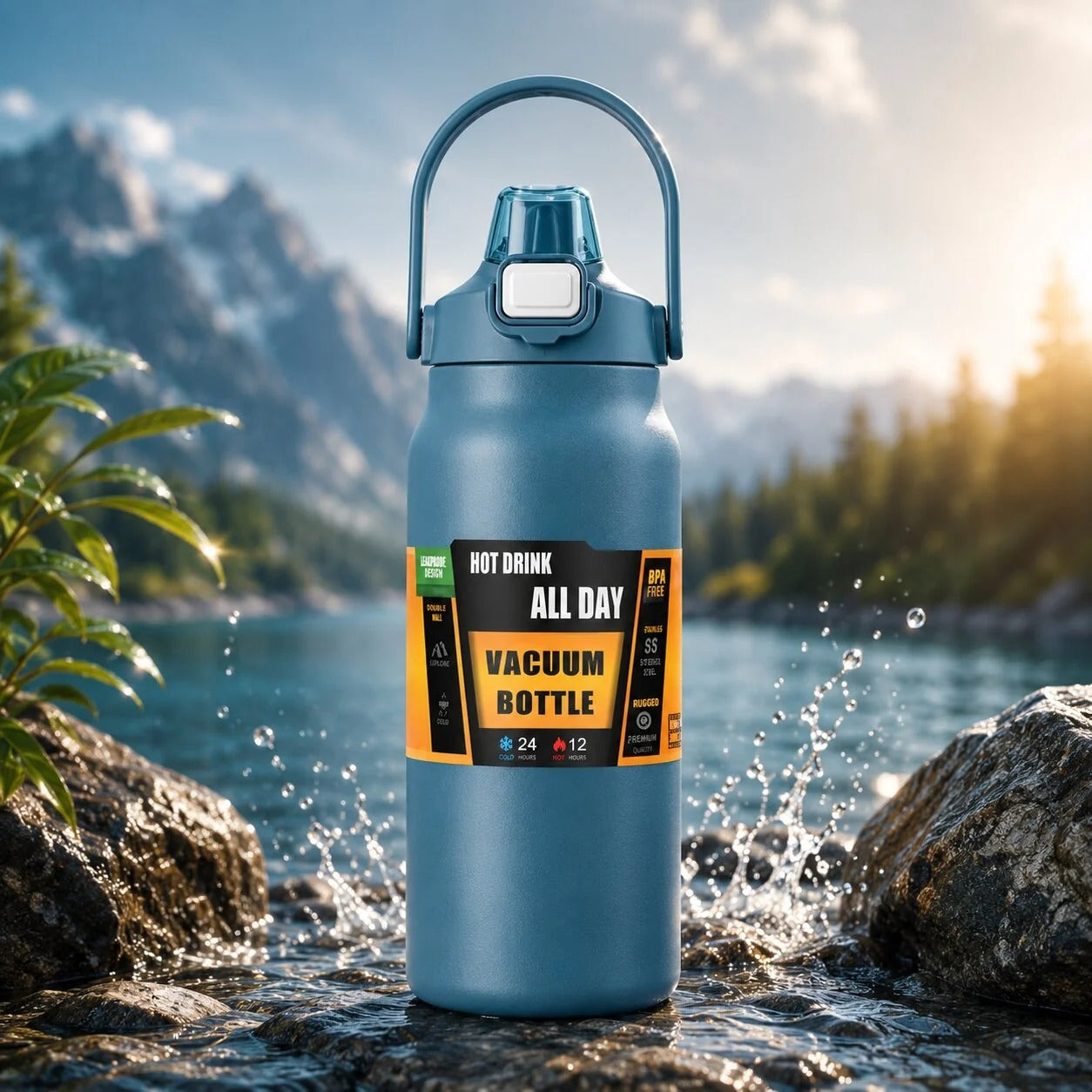 Insulated Stainless Steel Bottle with Straw
