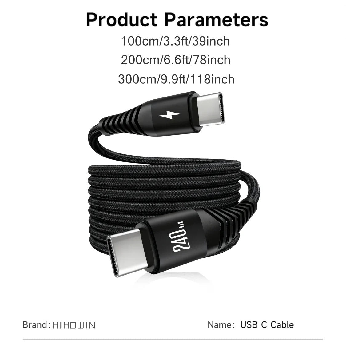 240W Braided USB-C to USB-C Cable