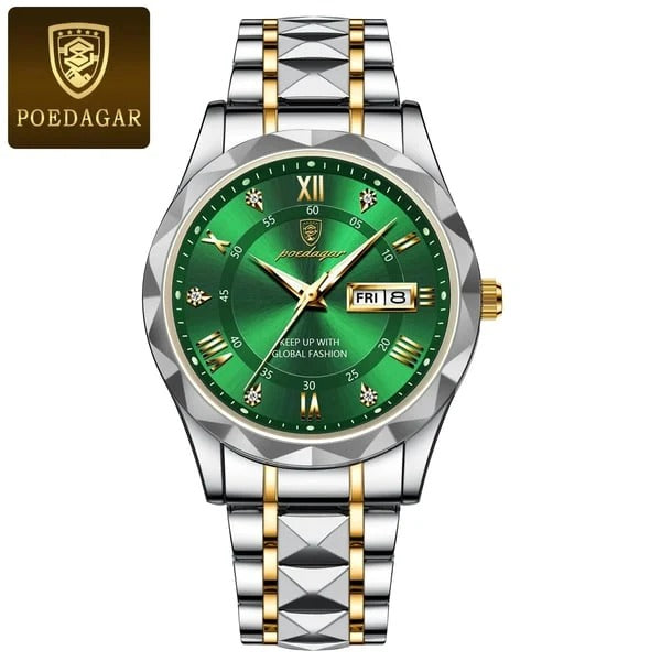 Men's Analog Quartz Watch with Date Window & Luminous Hands