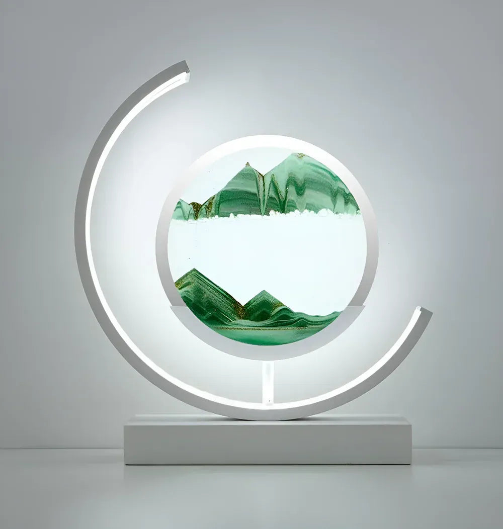 LED Sand Art Table Lamp with Circular Frame and Remote for Ambient Lighting