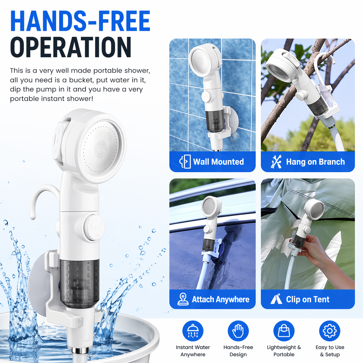 Portable Rechargeable Water Pump Camping Shower