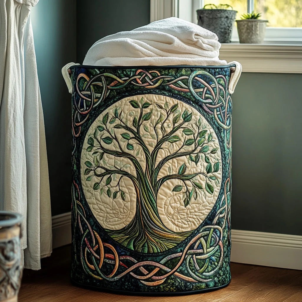 Eternal Roots Quilted Laundry Basket