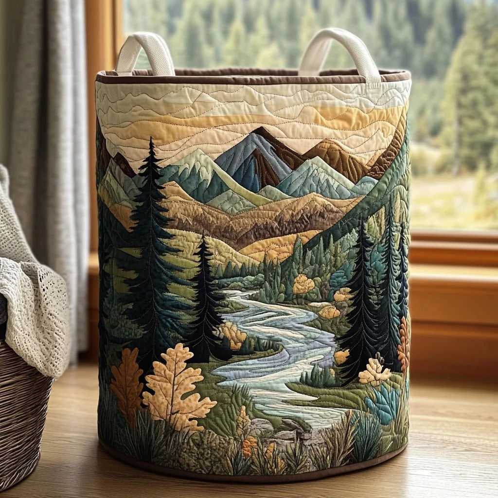 Forest Stream Quilted Laundry Basket