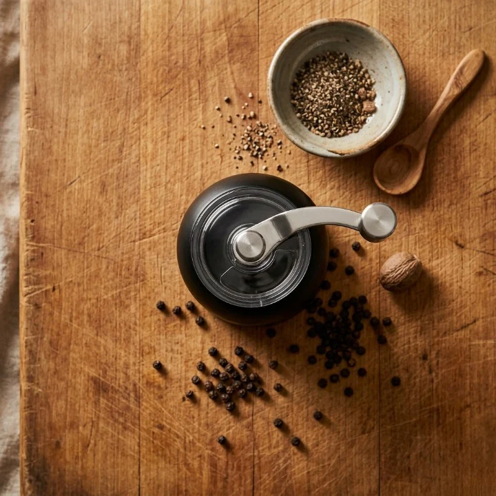 Stainless Steel Spice Mill with Crank