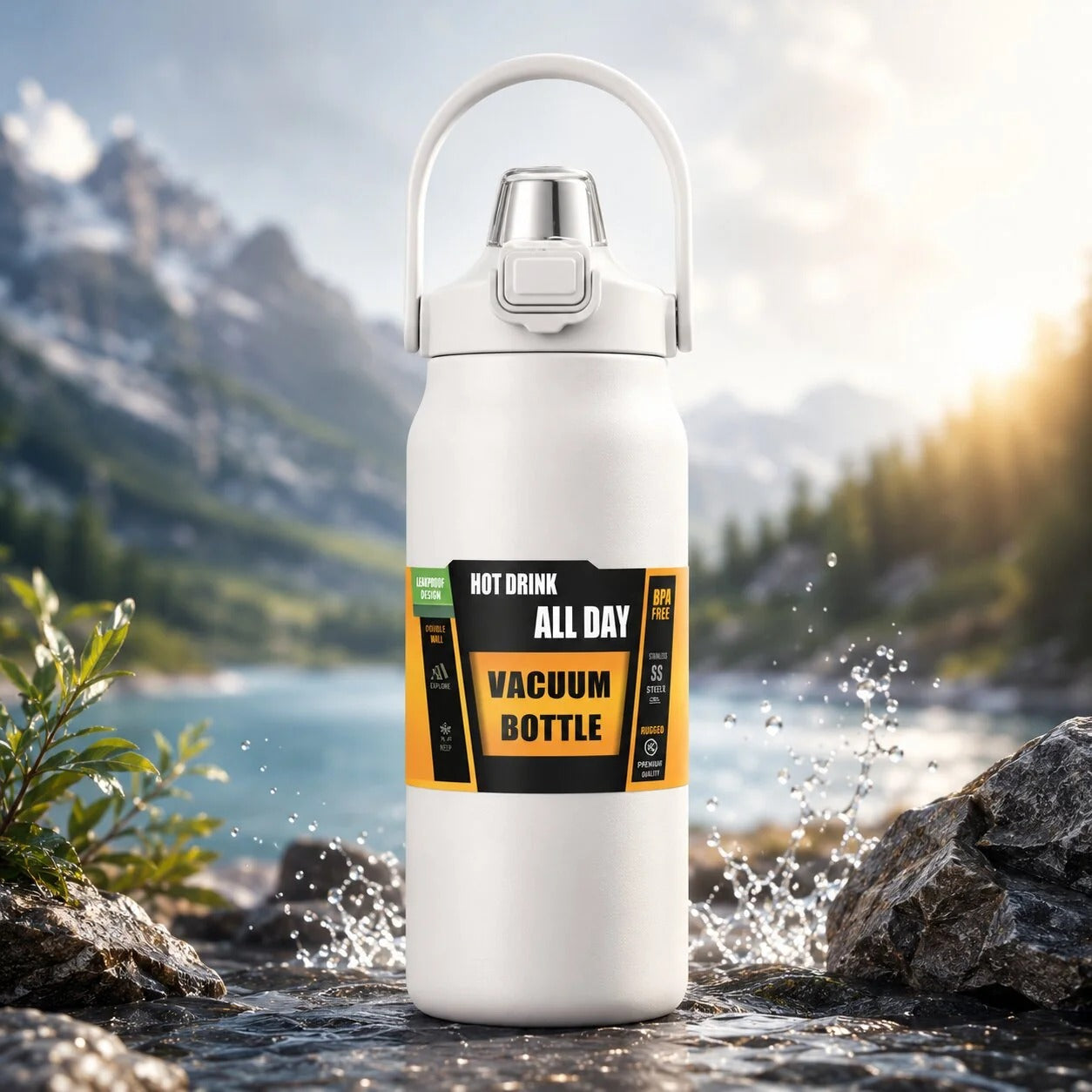 Insulated Stainless Steel Bottle with Straw