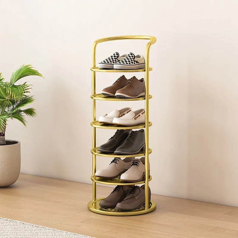 Modern Minimalist Round Carbon Steel Shoe Rack Tower for Entryways