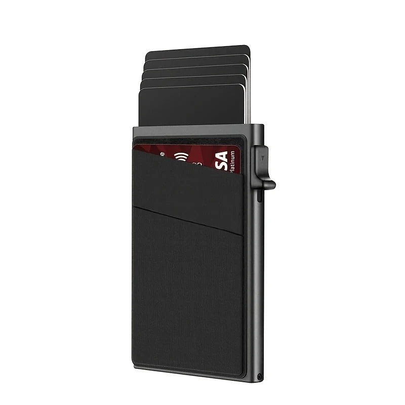 CardSlide Aluminum Card Holder – RFID Blocking with Pop-Up Access and Money Clip
