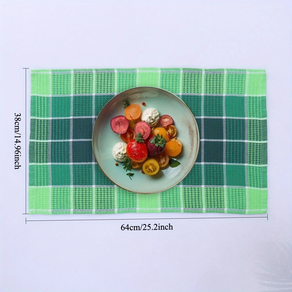 Waffle Kitchen Towel Set with Check Pattern