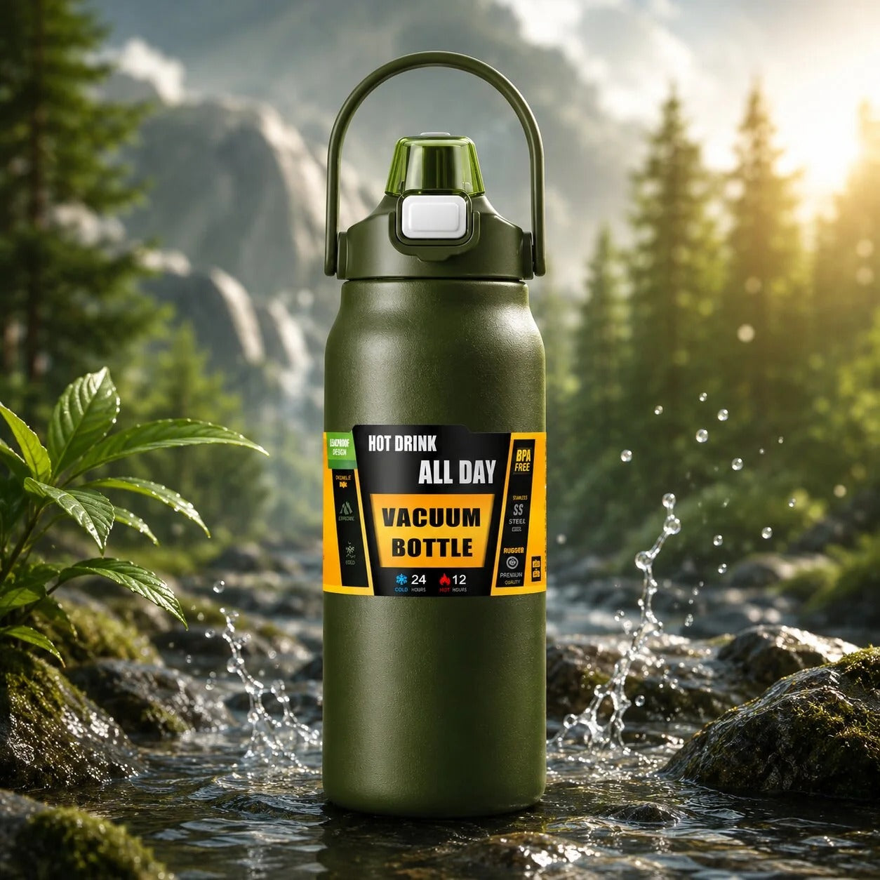Insulated Stainless Steel Bottle with Straw