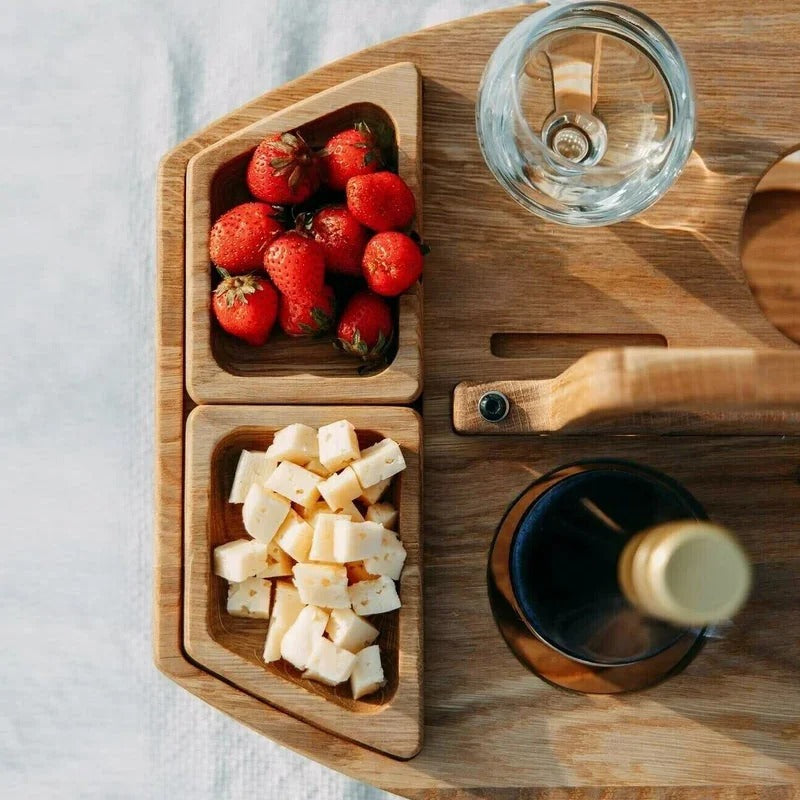 Portable Wooden Wine Picnic Table