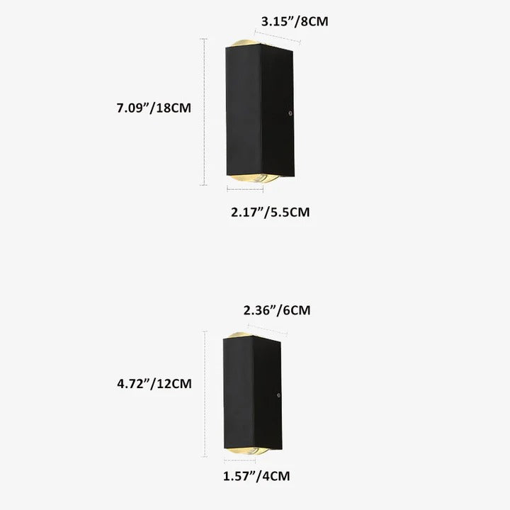 Modern Minimalist Black Aluminum Rectangular LED Wall Sconce
