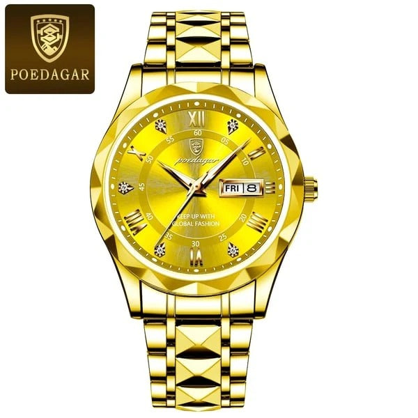 Men's Analog Quartz Watch with Date Window & Luminous Hands