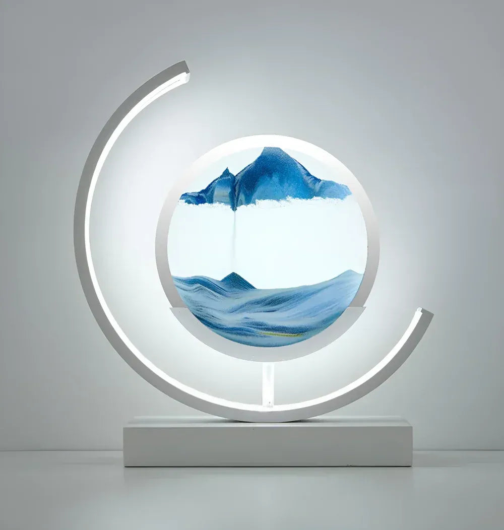 LED Sand Art Table Lamp with Circular Frame and Remote for Ambient Lighting