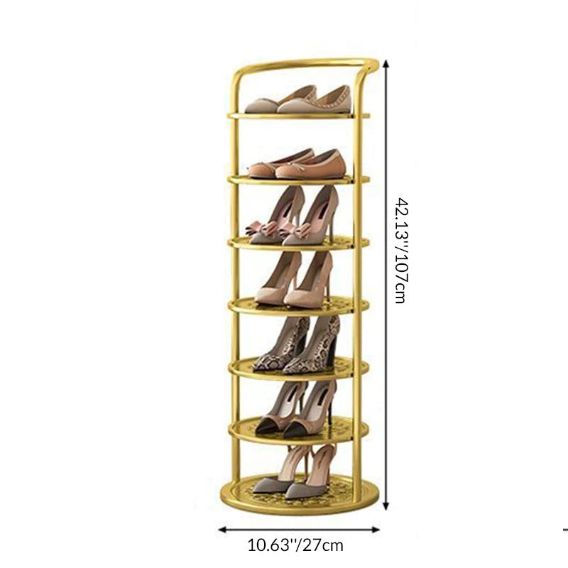 Modern Minimalist Round Carbon Steel Shoe Rack Tower for Entryways