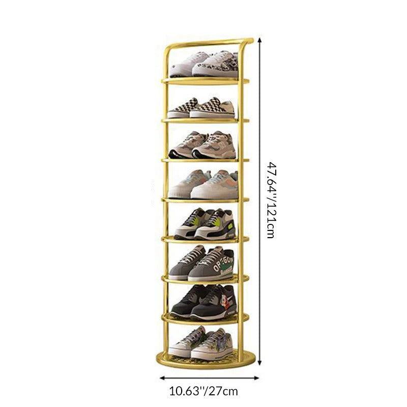 Modern Minimalist Round Carbon Steel Shoe Rack Tower for Entryways