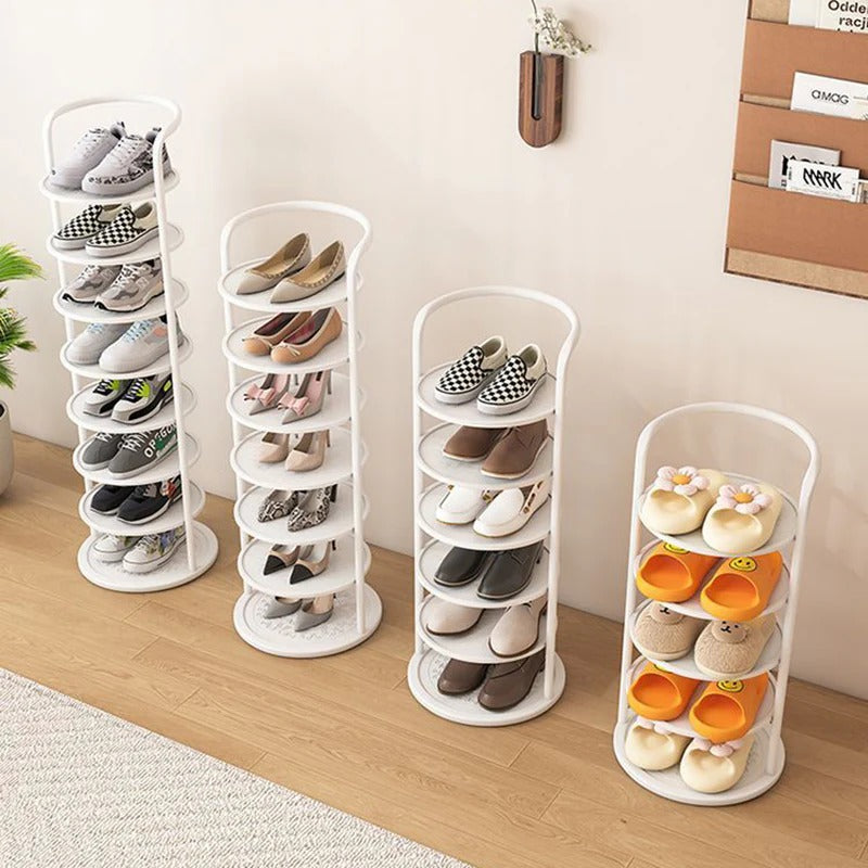 Modern Minimalist Round Carbon Steel Shoe Rack Tower for Entryways