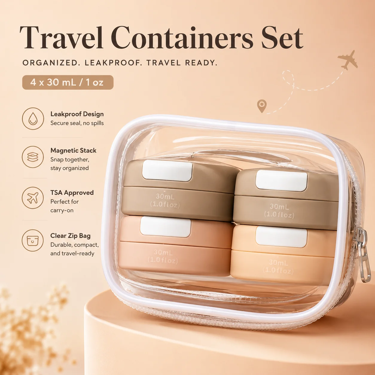 Magnetic Travel Cosmetic Containers