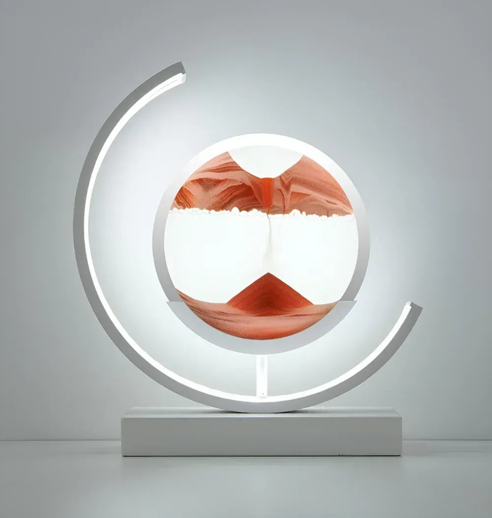 LED Sand Art Table Lamp with Circular Frame and Remote for Ambient Lighting
