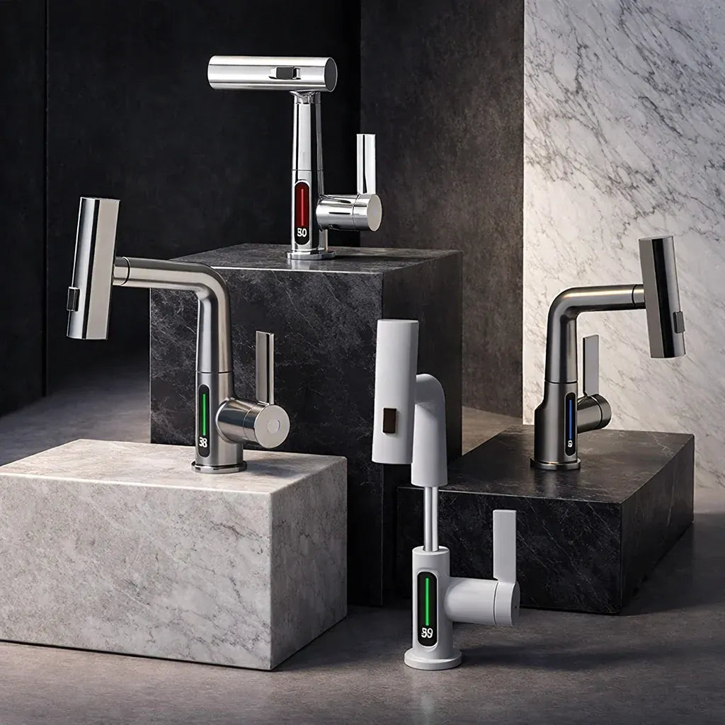 Pull-Out Kitchen Tap with LED Temperature Display