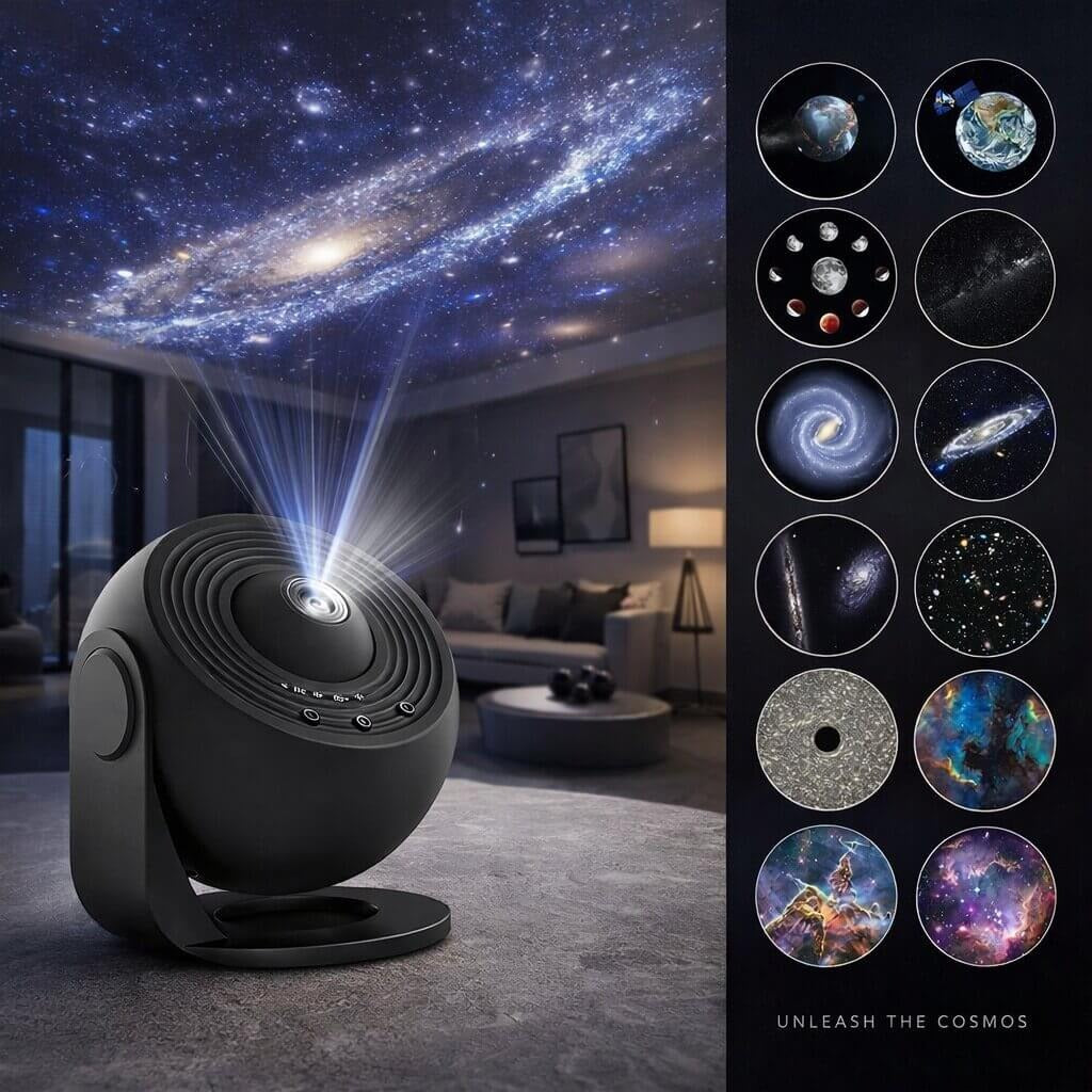KosmoLicht Star Projector – 13 HD Galaxy Modes with Adjustable Focus and Timer