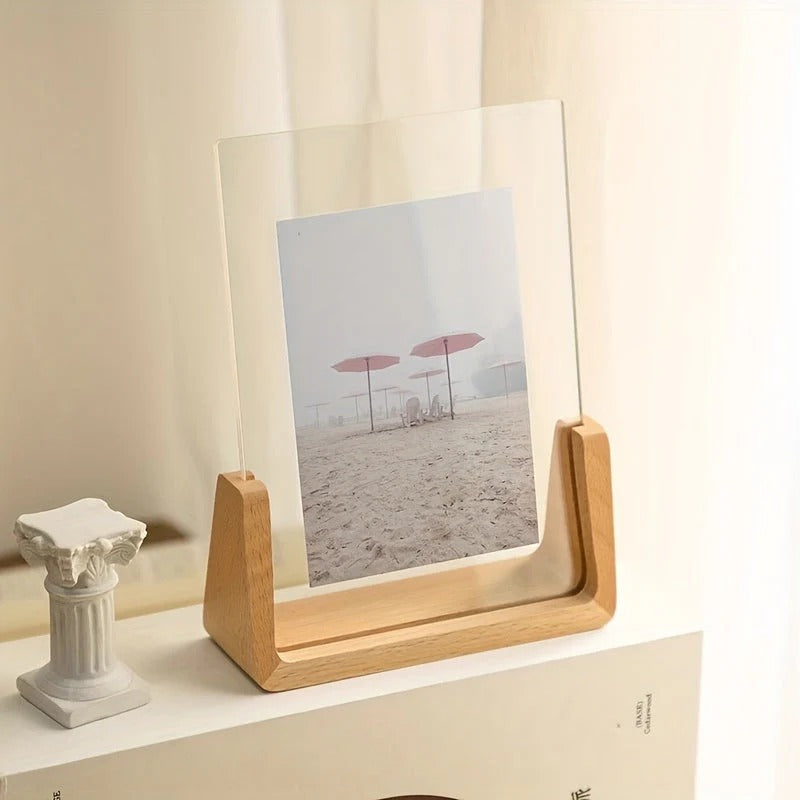 U-Shaped Acrylic and Wood Photo Frame
