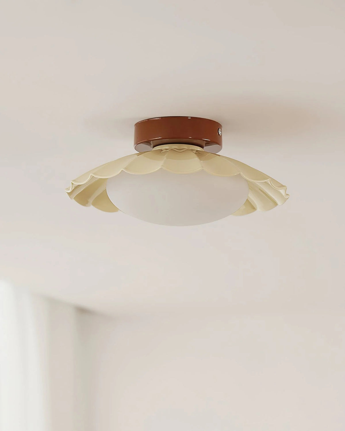 Flush Mount LED Ceiling Light — 9.8" Metal Scalloped Fixture 3000K