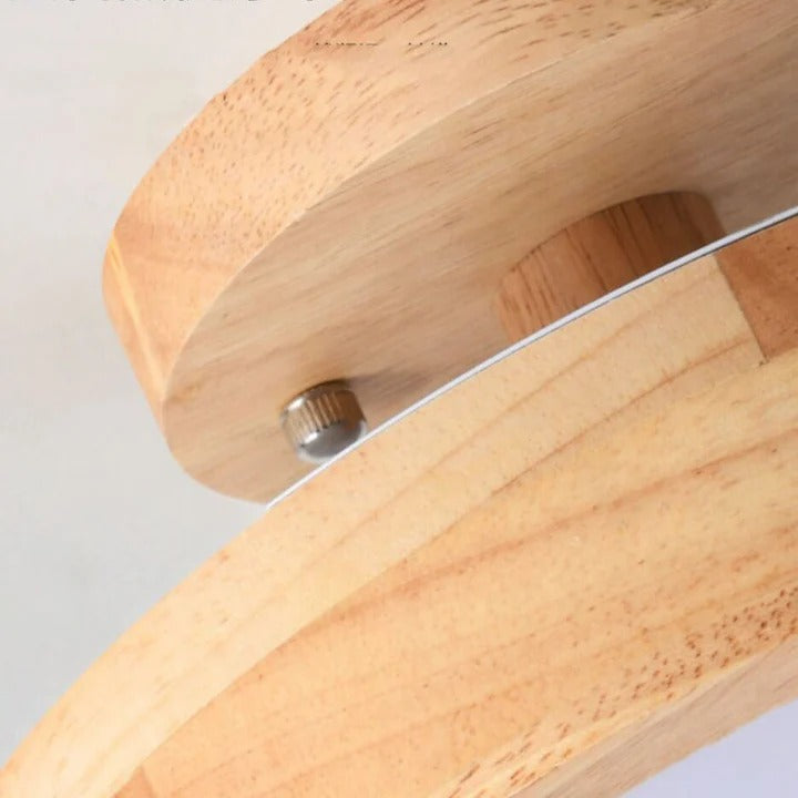 Scandinavian Wood Look Round LED Semi Flush Mount Ceiling Light