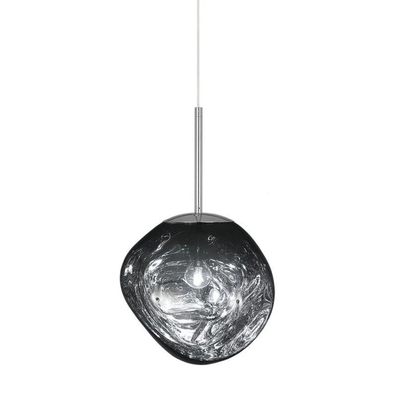 Melting Globe Glossy Metal Pendant Light 15 to 38 cm E27 in Gold Silver Red or Warm Brown Pink