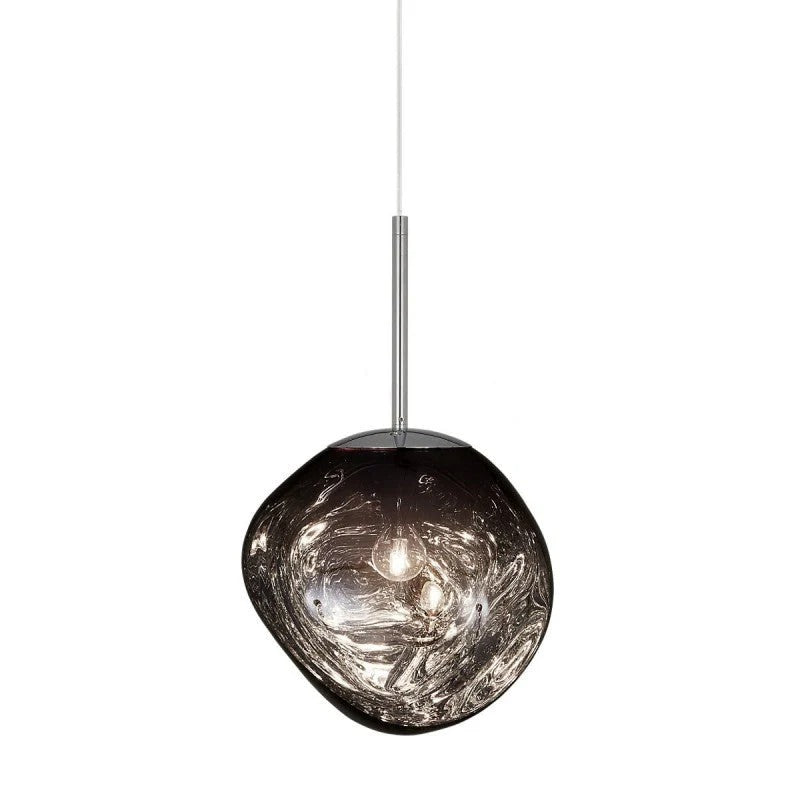 Melting Globe Glossy Metal Pendant Light 15 to 38 cm E27 in Gold Silver Red or Warm Brown Pink