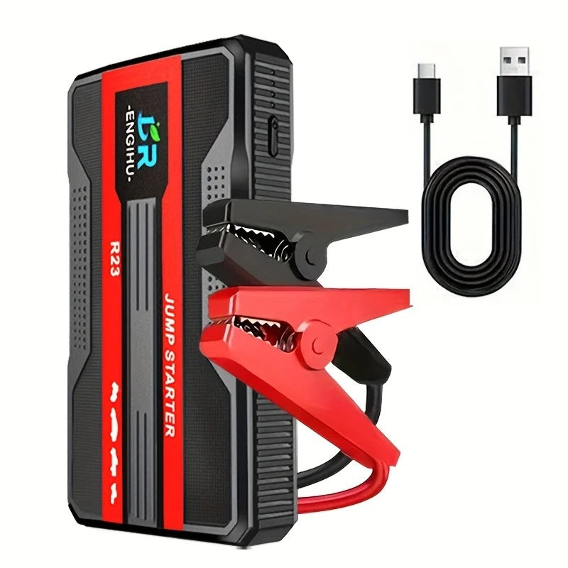 Portable Car Jump Starter with LED Flashlight and USB-C Power Bank