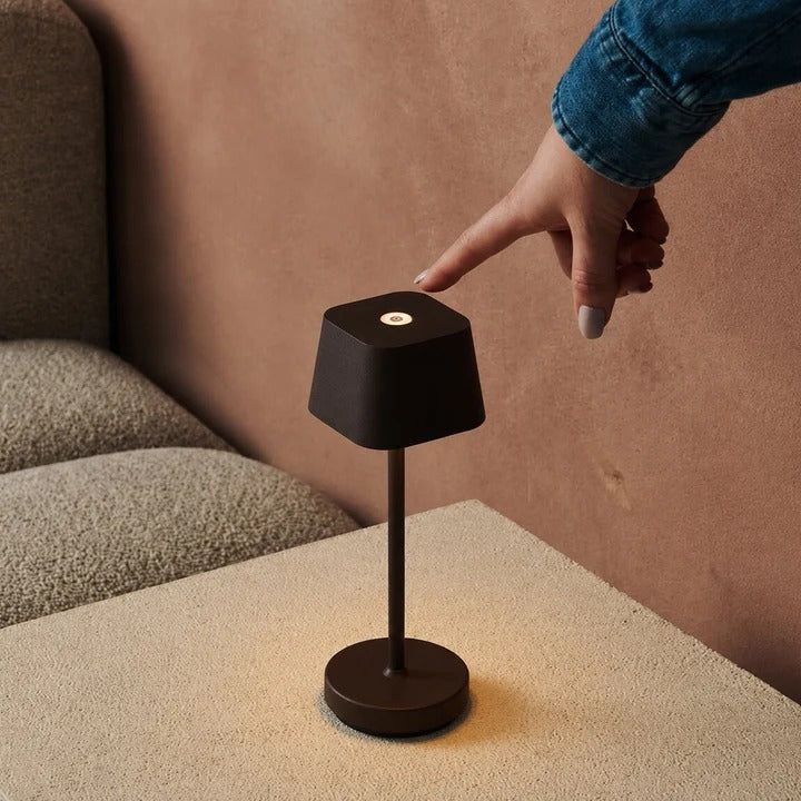 Mocha Brown Metal Cordless Rechargeable Dimmable Table Lamp for Bedside