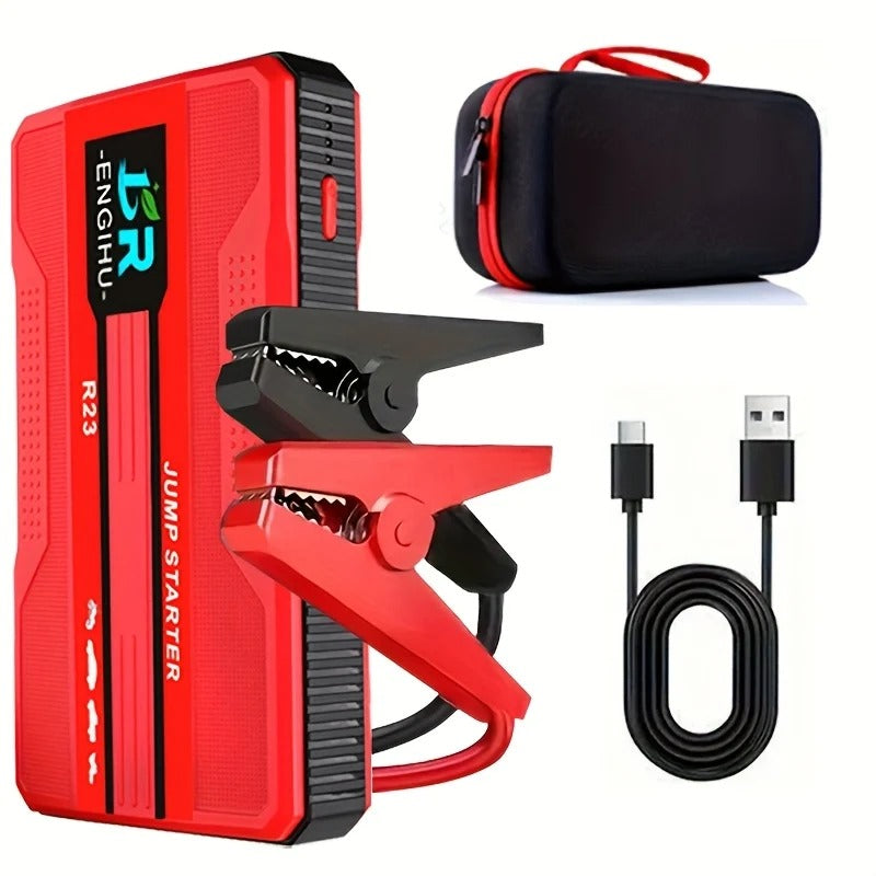 Portable Car Jump Starter with LED Flashlight and USB-C Power Bank