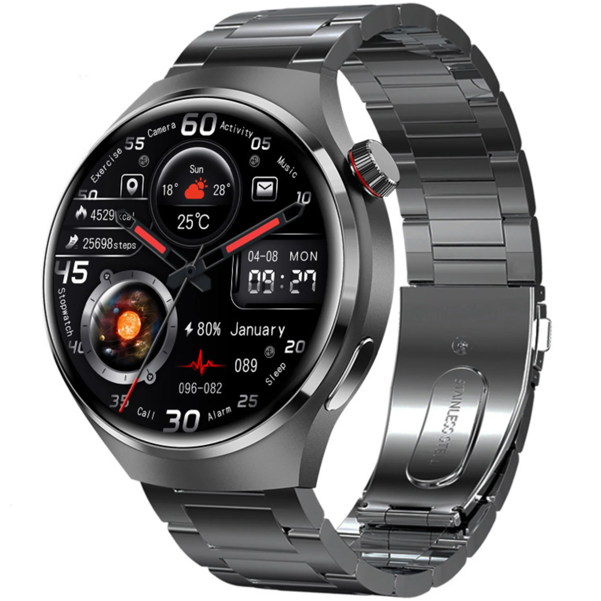 Smartwatch with AMOLED Display and Heart Rate Tracking