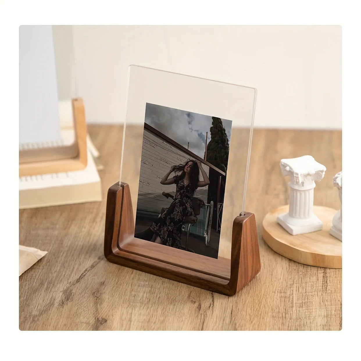U-Shaped Acrylic and Wood Photo Frame