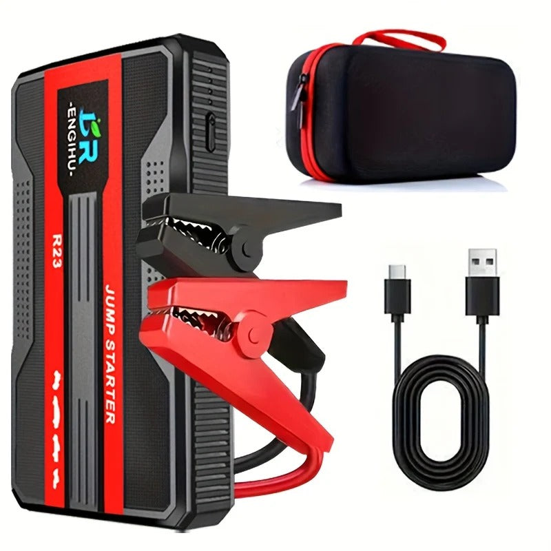 Portable Car Jump Starter with LED Flashlight and USB-C Power Bank