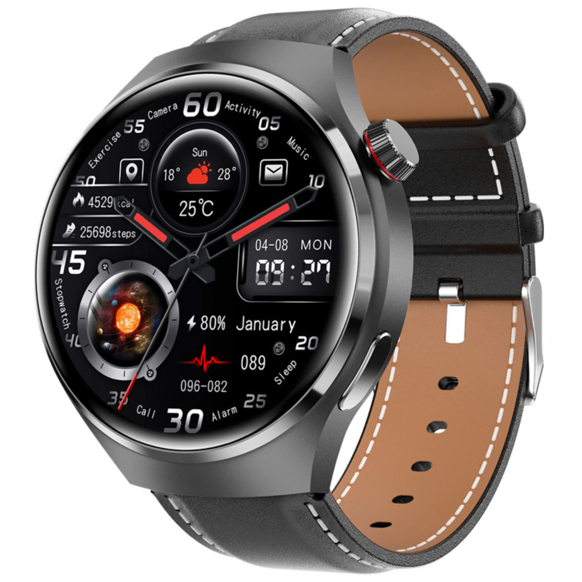 Smartwatch with AMOLED Display and Heart Rate Tracking