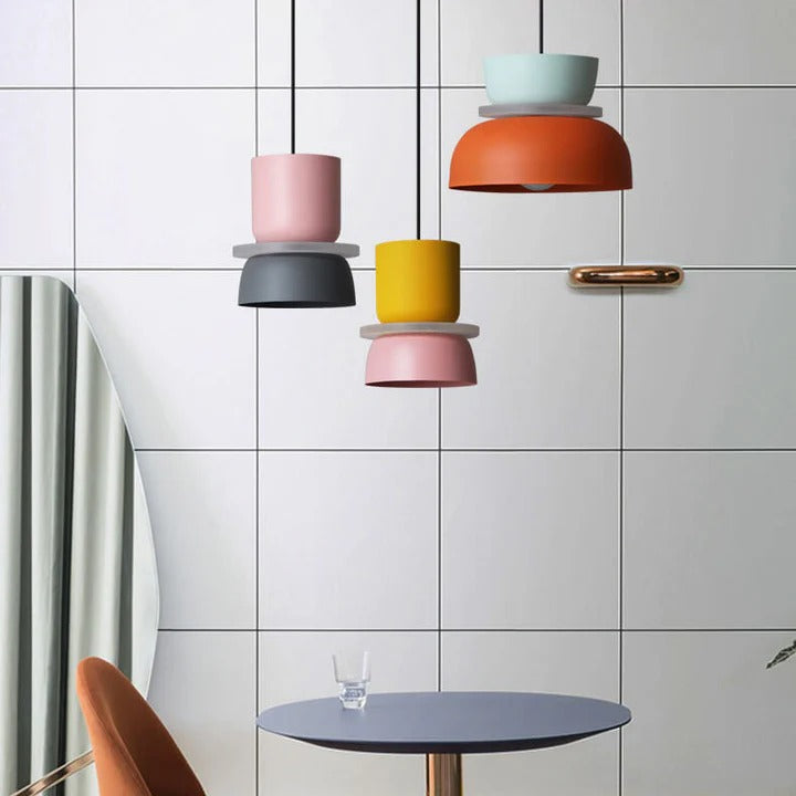 Nordic Colorful Macaron Metal Pendant Light for Living Room