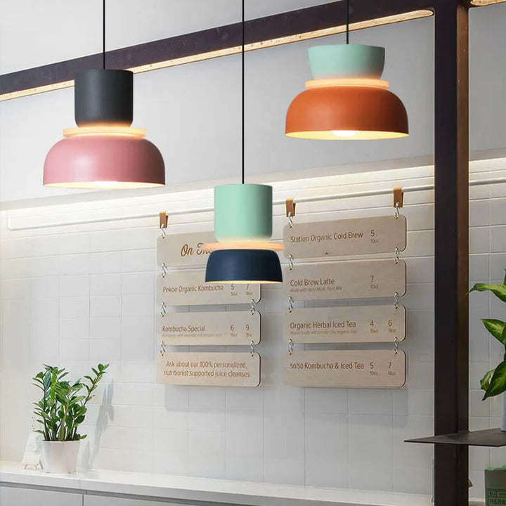 Nordic Colorful Macaron Metal Pendant Light for Living Room