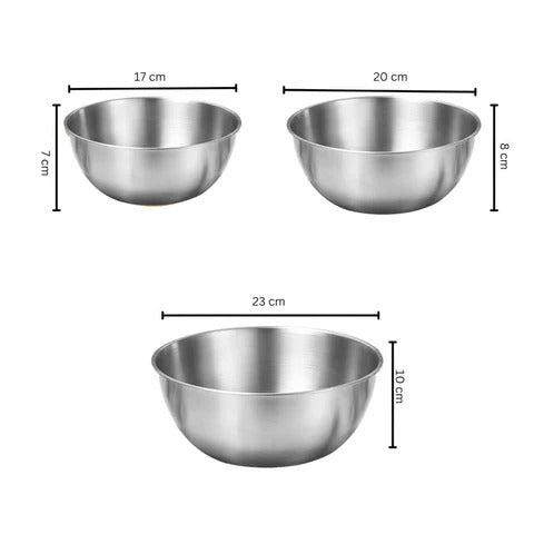 3-Piece Stainless Steel Mixing Bowl Set