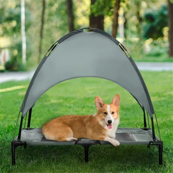 Elevated Dog Bed with Cooling Mat and UV Canopy